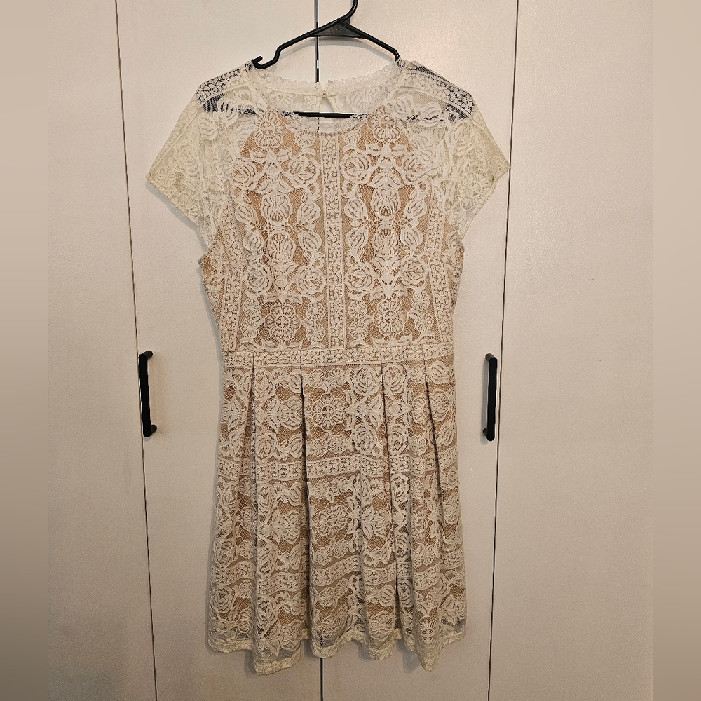 Francesca's Collections Cream Lace Mini Dress